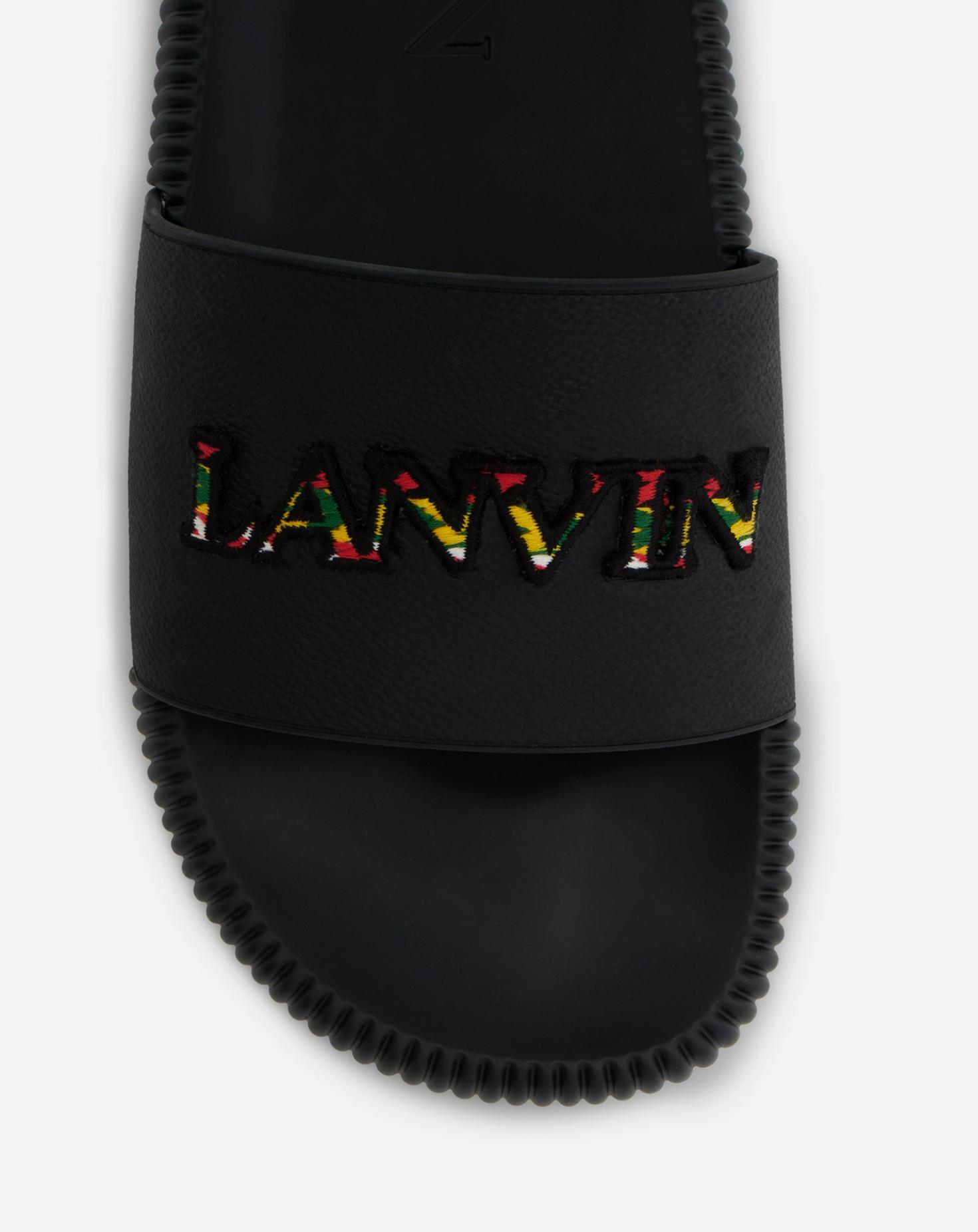 Lanvin Arpege Embroidered Logo Slides in Black for Men Save 55% Mens Shoes Slip-on shoes Slippers 